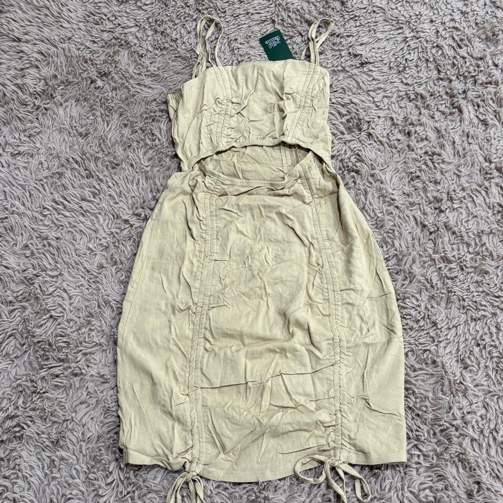 Wild Fable Women Taupe Cami Ruched Cut Out Dress